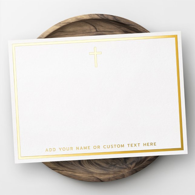 Carte simple de bordure en feuille d'argent ou d'o (Simple cross border silver gold foil note card)