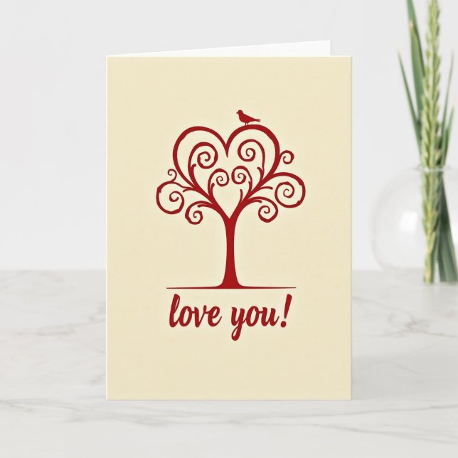 Carte simple de l'arbre « Je t'aime » (Devant)