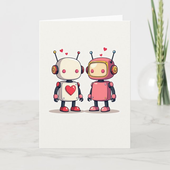 Carte simple de robots pour la Saint-Valentin (Devant)