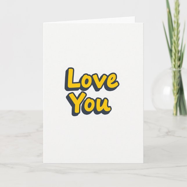Carte simple de texte 3D « Je t'aime » (Devant)