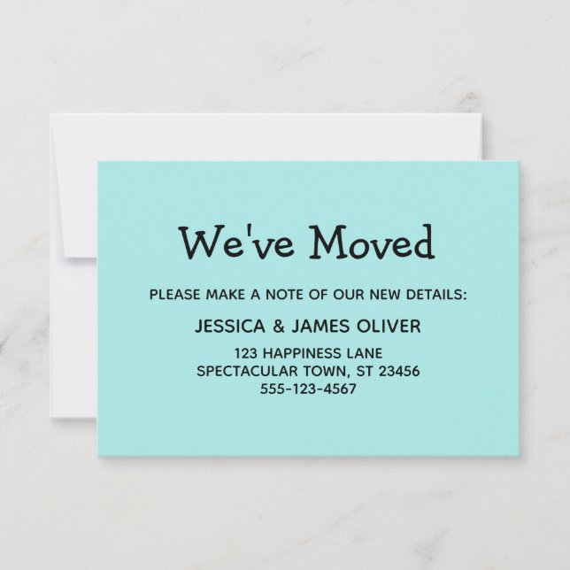 Carte simple, Décontractée, Turquoise "We've Moved (Devant)