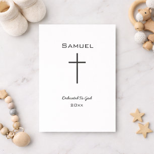 Carte Simple Dédicace de Bébé Croix Noir et Blanc
