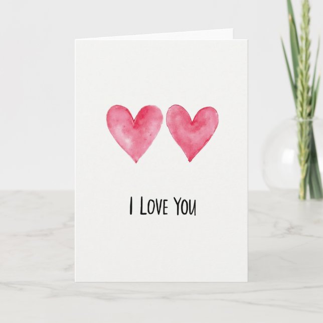 Carte Simple Deux Cœurs Je T'Aime (Devant)