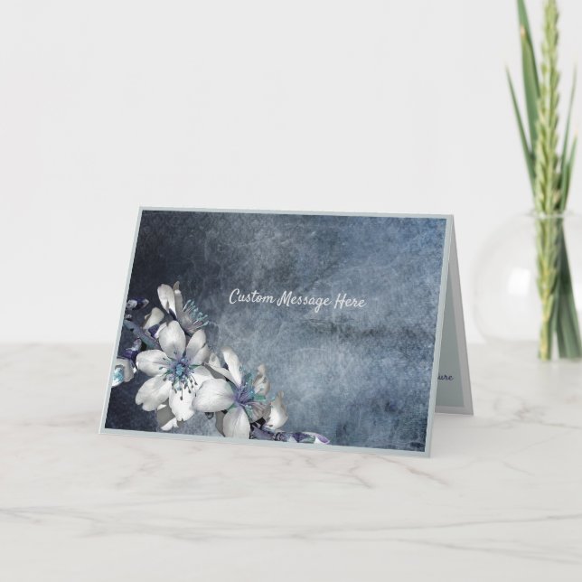 Carte Simple Élégance Fleurs Blanches sur un Fil (Devant)
