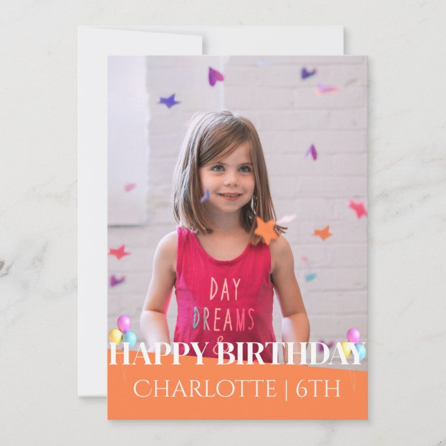 Carte Simple Elegant Anniversaire Stylé Fun Kids Photo (Devant)
