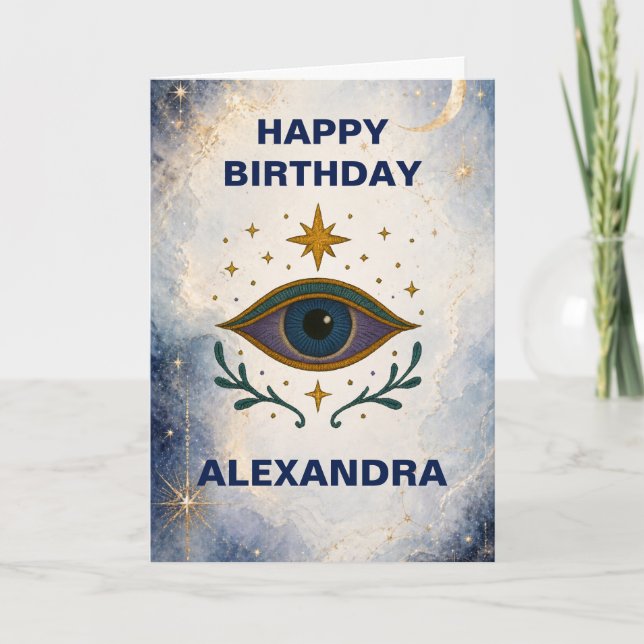 Carte Simple Elegant Celestial Custom Birthday Card (Devant)