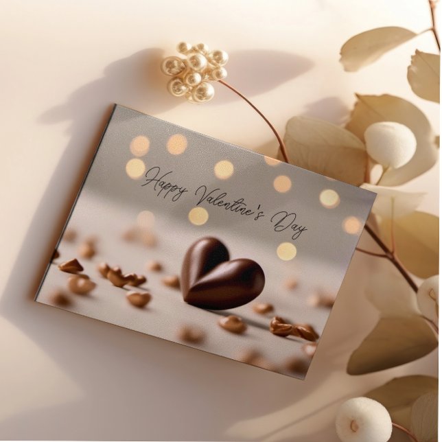 CARTE SIMPLE ÉLÉGANT CHOCOLAT EN FORME DE COEUR VALENTIN (Créateur téléchargé)