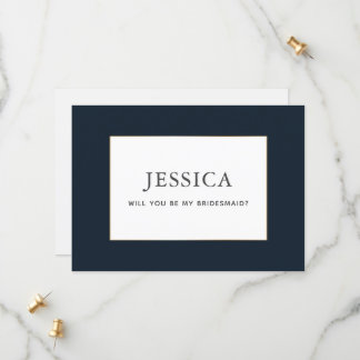 Carte simple Elegant Gold Dark Navy Blue Bridesmai