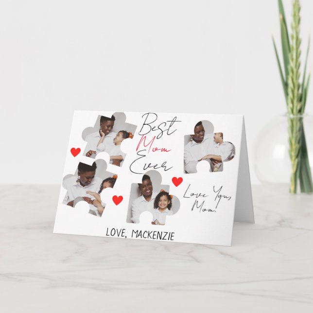 Carte Simple Elegant Mothers Day Puzzle Photo Collage (Devant)