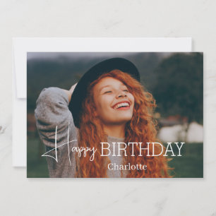 Carte Simple élégante calligraphie Anniversaire Photo él