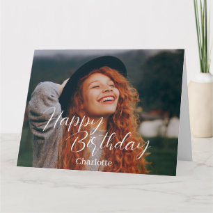 Carte Simple élégante calligraphie Anniversaire Photo él