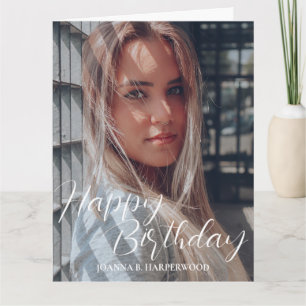 Carte Simple élégante calligraphie Anniversaire Photo él