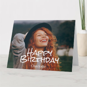 Carte Simple élégante calligraphie Anniversaire Photo él