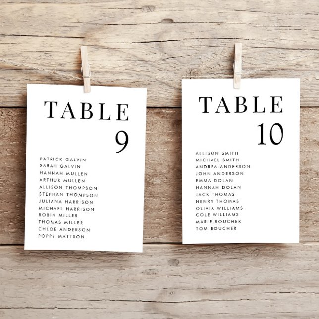 Carte simple élégante de table de mariage assise (Créateur téléchargé)