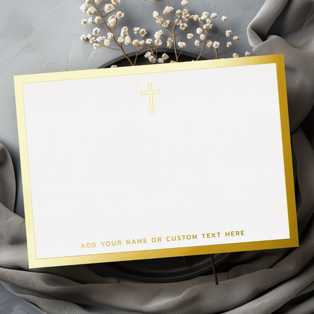 Carte simple en argent ou en feuille d'or (Simple cross border silver or gold foil note card)