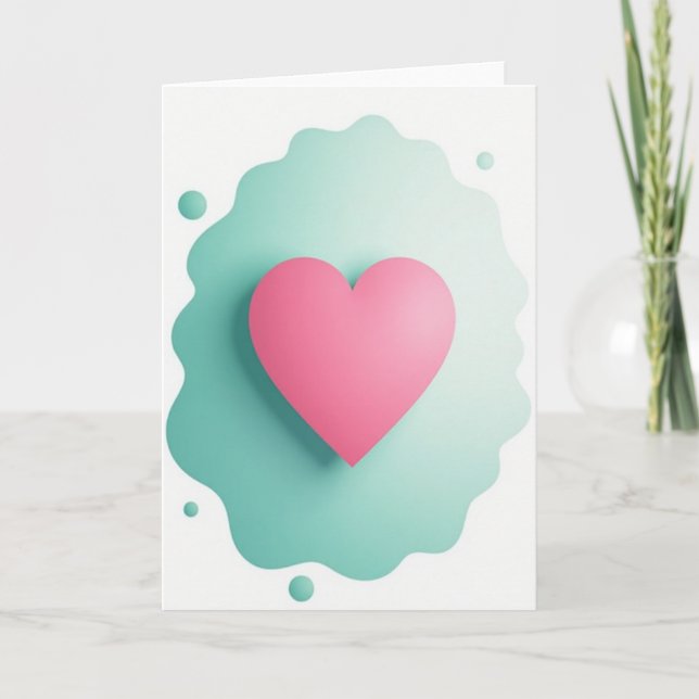 Carte simple en forme de cœur rose ondulé (Devant)
