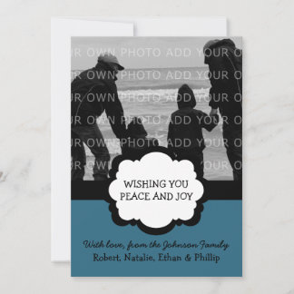 Carte simple et chic de vacances photo plat, bleu
