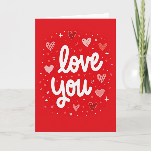 Carte Simple et Douce Love You Hearts (Devant)