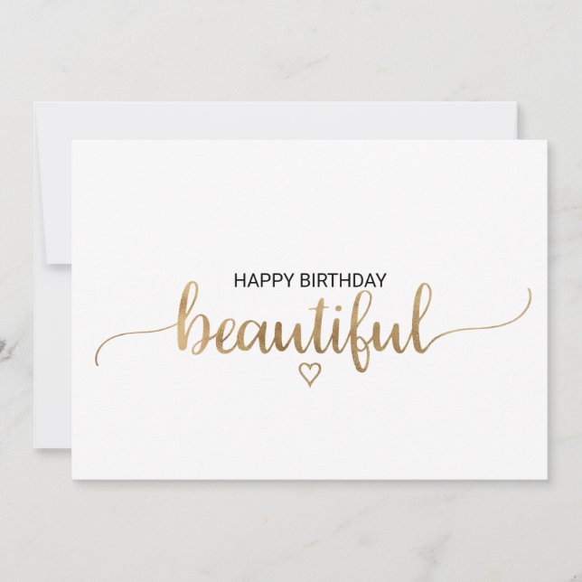 Carte Simple Gold Calligraphie Joyeux Anniversaire Belle (Devant)