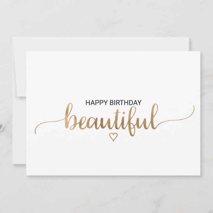 Carte Simple Gold Calligraphie Joyeux Anniversaire Belle Zazzle Fr