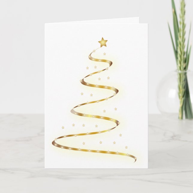 Carte simple Gold Modern Christmas Tree Card (Devant)