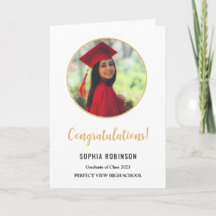 Carte Simple Graduate Photo Gold White Graduation