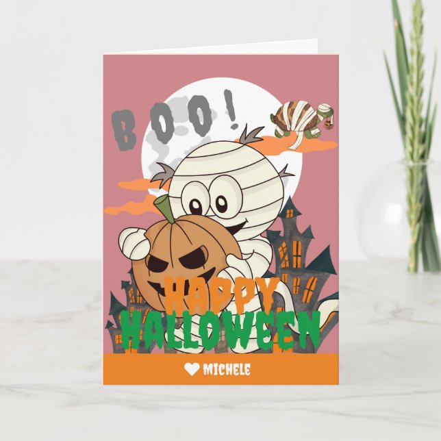 Carte Simple Happy Halloween Maman famille et amis (Devant)