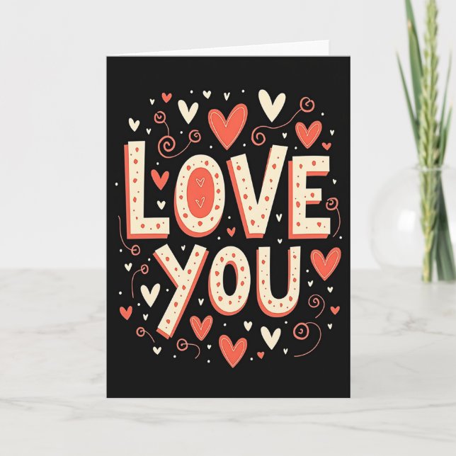 Carte Simple Hearts Love You (Devant)