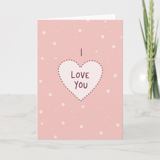 Carte simple « Je t'aime » à pois (Devant)