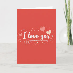 Carte simple « Je t'aime » avec cœurs scintillants