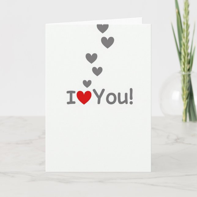 Carte simple « Je t'aime » avec des cœurs flottant (Devant)