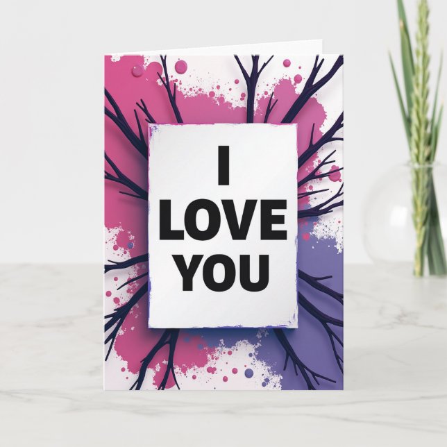 Carte Simple Je T'Aime Branches (Devant)