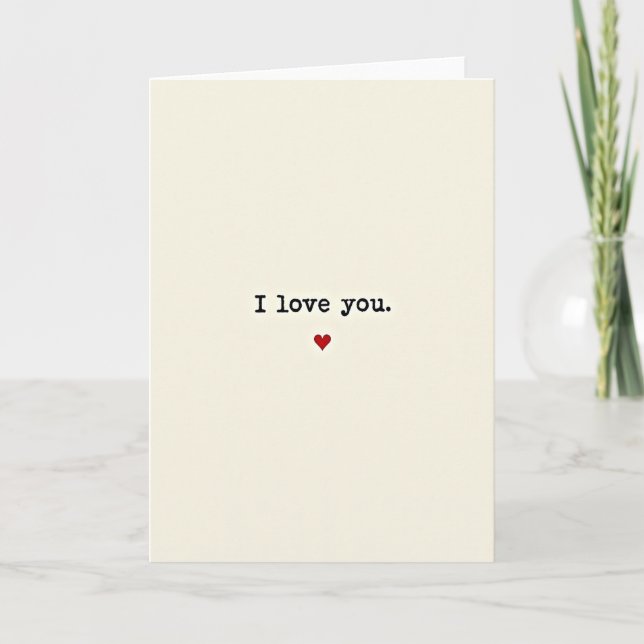 Carte Simple Je T'Aime Coeur (Devant)