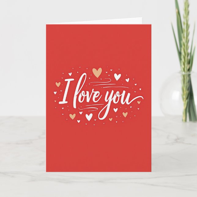Carte Simple Je T'Aime Cœurs Dorés (Devant)