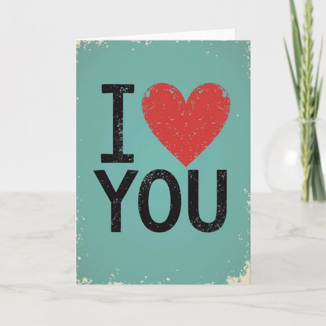 Carte Simple Je T'Aime En Distress (Devant)