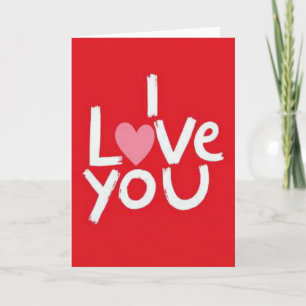 Carte simple « Je t'aime » en forme de cœur