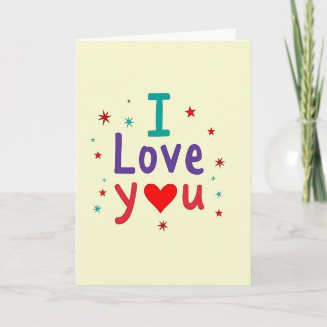 Carte Simple Je T'Aime Étoiles (Devant)