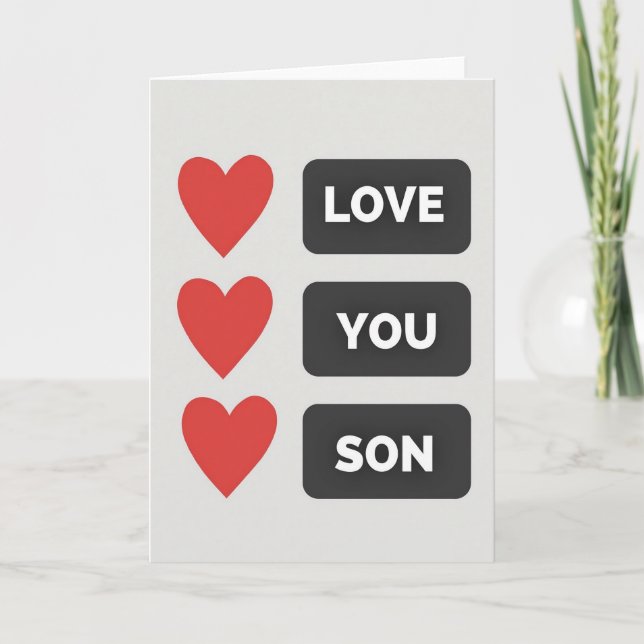 Carte Simple Je T'Aime Fils (Devant)