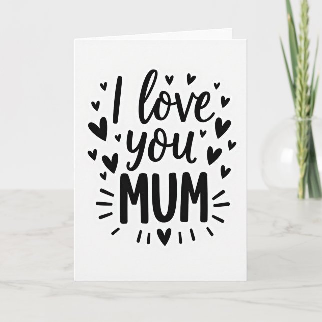 Carte simple je t'aime maman (Devant)