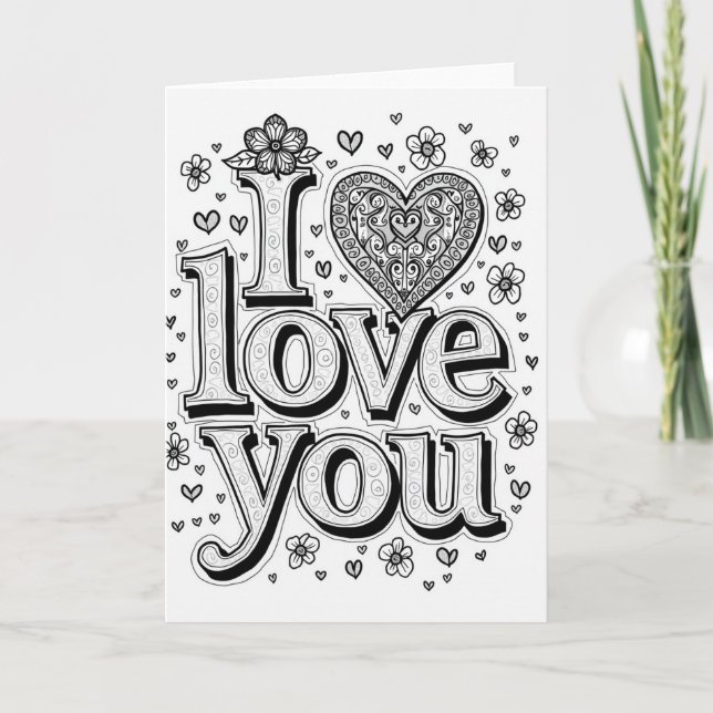 Carte simple « Je t'aime » pour elle (Devant)