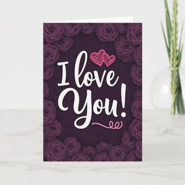 Carte Simple Je T'Aime Rose (Devant)