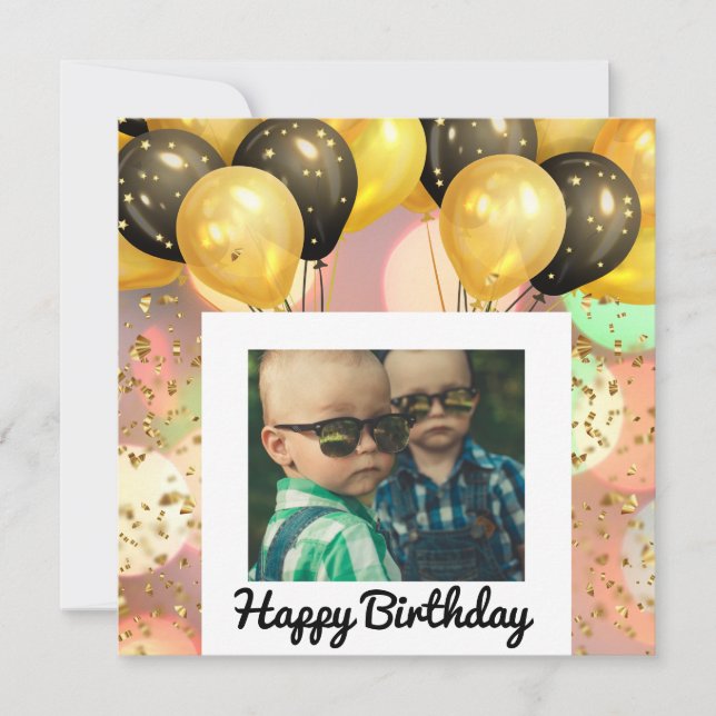 Carte Simple Joyeux Anniversaire Ajouter un texte photo  (Devant)