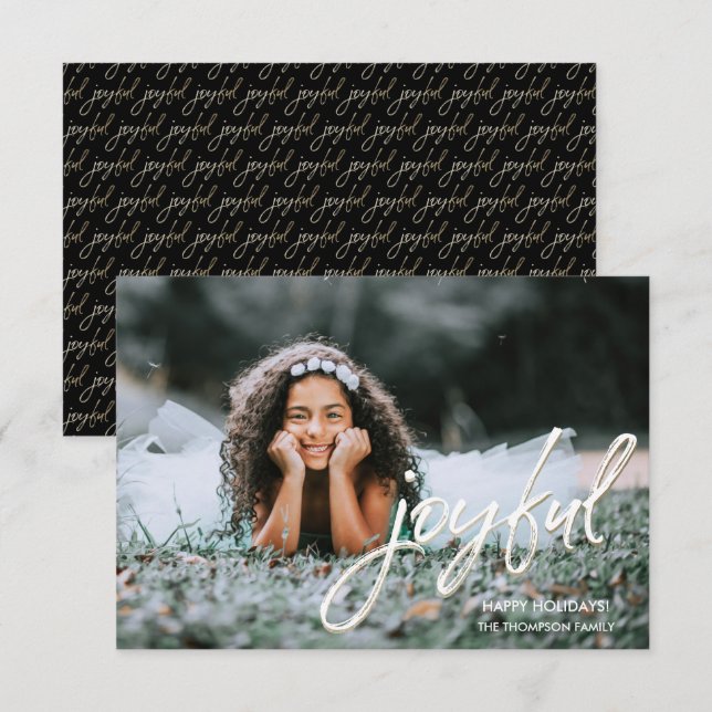 Carte Simple Joyeux avec motif retour Photo Noël (Devant / Derrière)