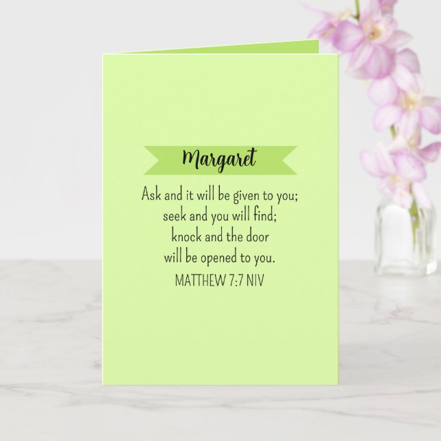Carte Simple Lime Vert Demander Dieu Bible Verse Chrétie (Orchidée)