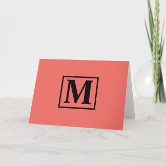 Carte Simple "Living Coral" Minimalist Monogram Note