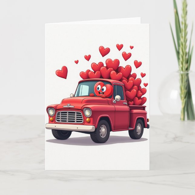 Carte Simple Love Truck Hearts Card (Devant)