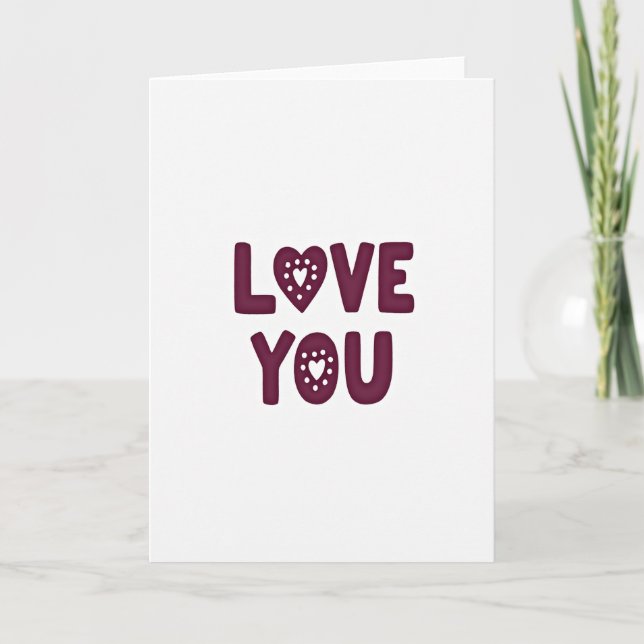 Carte Simple Love You à points de cœur (Devant)
