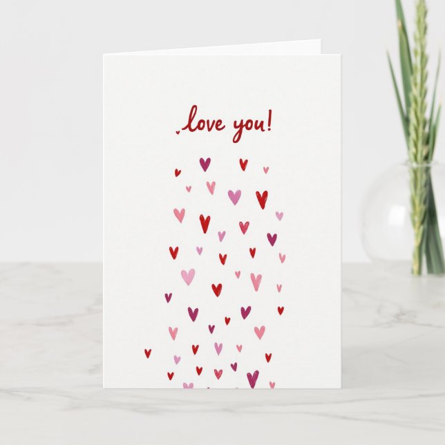 Carte Simple Love You Falling Hearts (Devant)