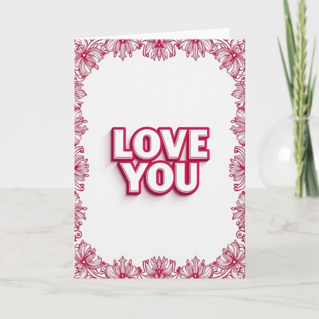 Carte Simple Love You Floral Card (Devant)