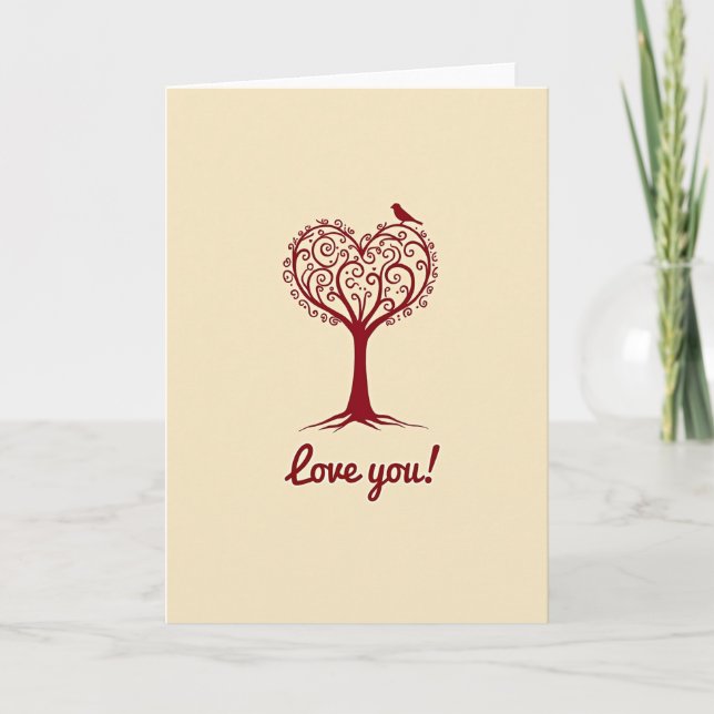 Carte Simple Love You Heart Tree Card (Devant)